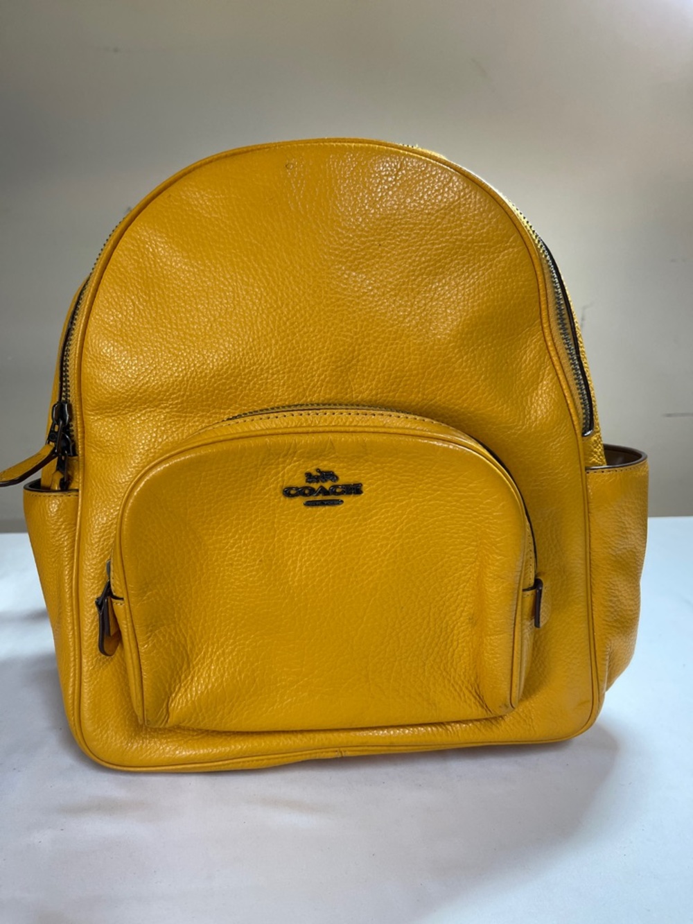 Coach Yellow Pebbled Leather Mini Backpack